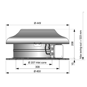 Takfläkt TKC 400 C1 Svart