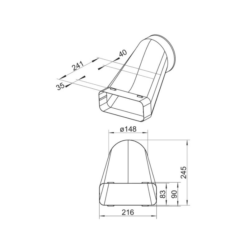 Ventilationskanal 228x98 Övergång S-böj