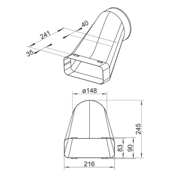 Ventilationskanal 228x98 Övergång S-böj