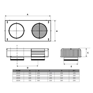 Kombidon FLOW 125 Svart RAL 9005