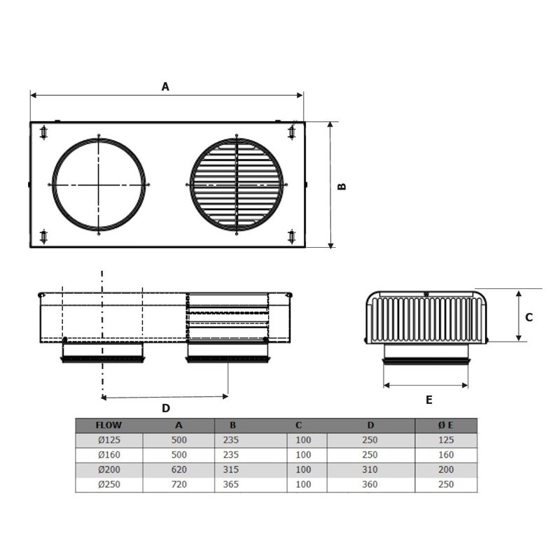 Kombidon FLOW 200 Svart RAL 9005