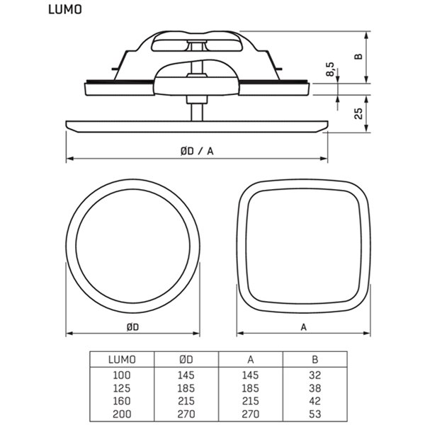 LUMO 100 Rund Frånluftsventil